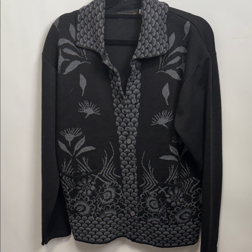 Elegant Black and Gray Women's Cardigan